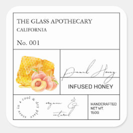 Apothecary Peach Infted Honey Label Quadratischer Aufkleber
