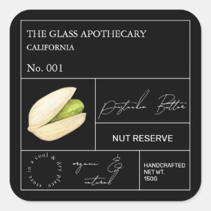 Apothecary Pistachio Label Quadratischer Aufkleber