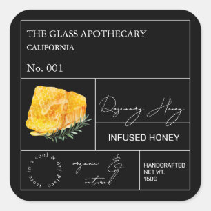 Apothecary Rosemary Infted Honey Label Quadratischer Aufkleber