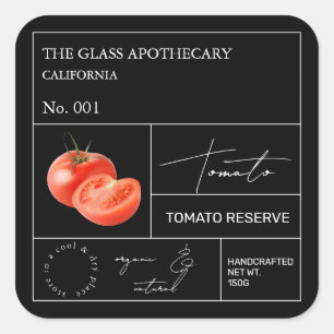 Apothecary Tomato Label Quadratischer Aufkleber