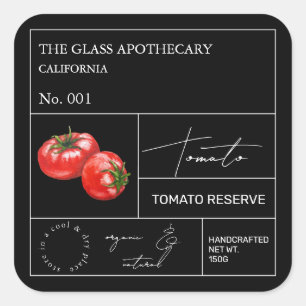 Apothecary Tomato Label Quadratischer Aufkleber