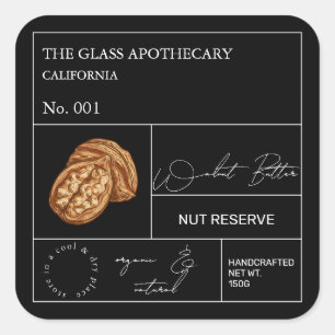 Apothecary Walnut Label Quadratischer Aufkleber
