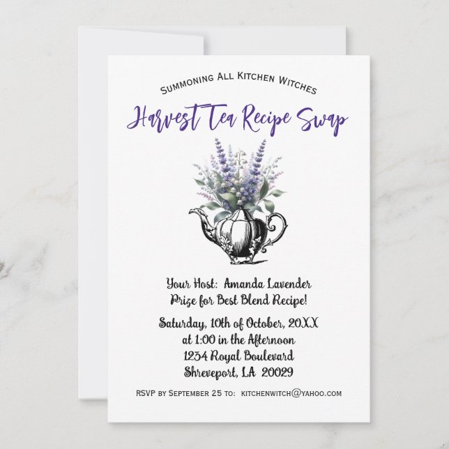 Apothecarys'Harvest Herbal Tee Party Einladung (Vorderseite)