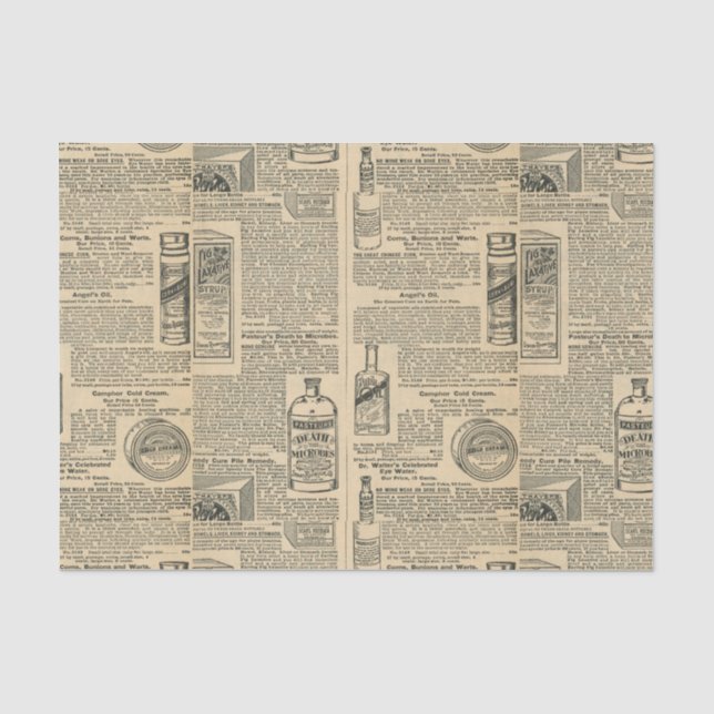 Apothekarisch Vintage Zeitungsanzeigen Seidenpapier (Vorderseite)
