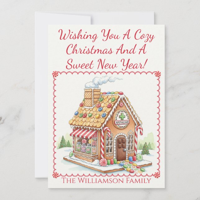 Apothekarische Weihnachtskarte für Lebkuchen Einladung (Vorderseite)