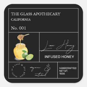 Apothekarisches Limones Honiglabel Quadratischer Aufkleber