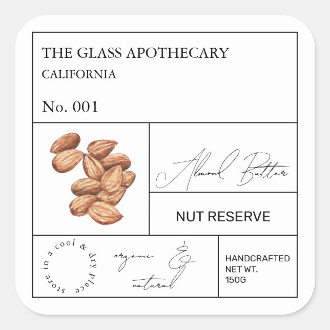 Apothekarisches Mondlabel Quadratischer Aufkleber (Vorderseite)
