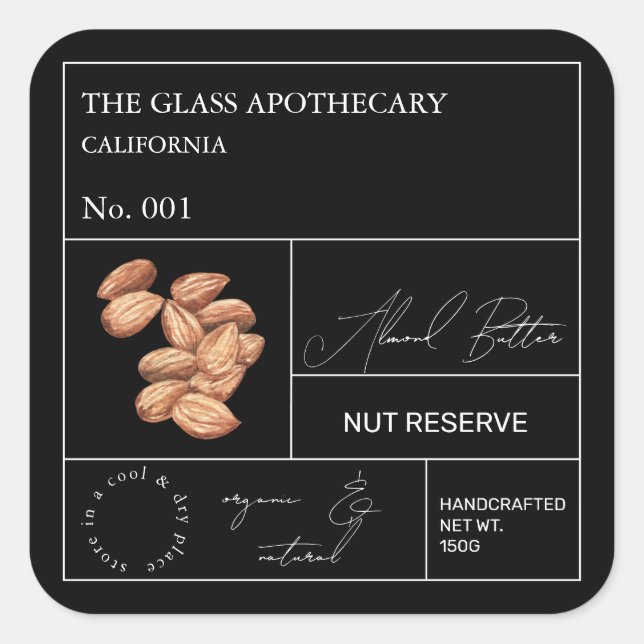Apothekarisches Mondlabel Quadratischer Aufkleber (Vorderseite)