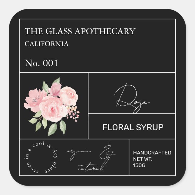 Apothekarisches Rose Quadratischer Aufkleber (Vorderseite)