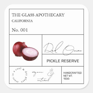 Apothekarisches Rote Zwiebel Quadratischer Aufkleber