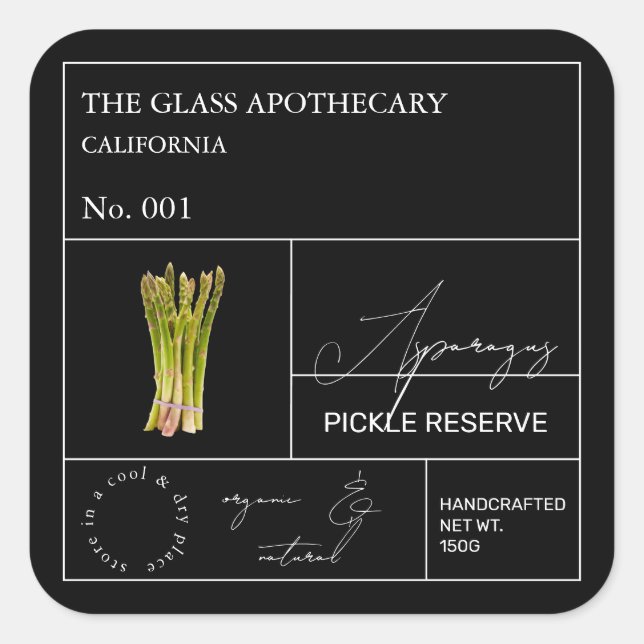 Apothekarisches Spargel Quadratischer Aufkleber (Vorderseite)