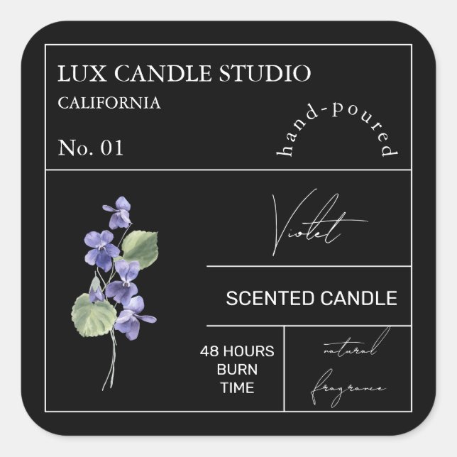 Apothekarisches Violet-Duftkronensiegel Quadratischer Aufkleber (Vorderseite)