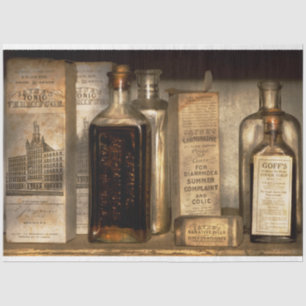 Apotheke - Dinge in Flaschen und Kisten Seidenpapier