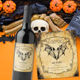 Apotheke Halloween Vintage Fledermaus Kot Weinetikett
