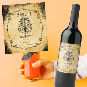 Apotheke Halloween Vintage Gehirnsaft Weinetikett