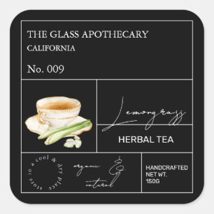 Apotheke Lemongrass Kräutertee Etikett Quadratischer Aufkleber