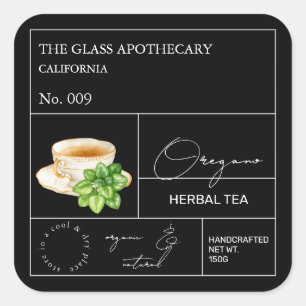 Apotheke Oregano-Kräutertee Etikett Quadratischer Aufkleber