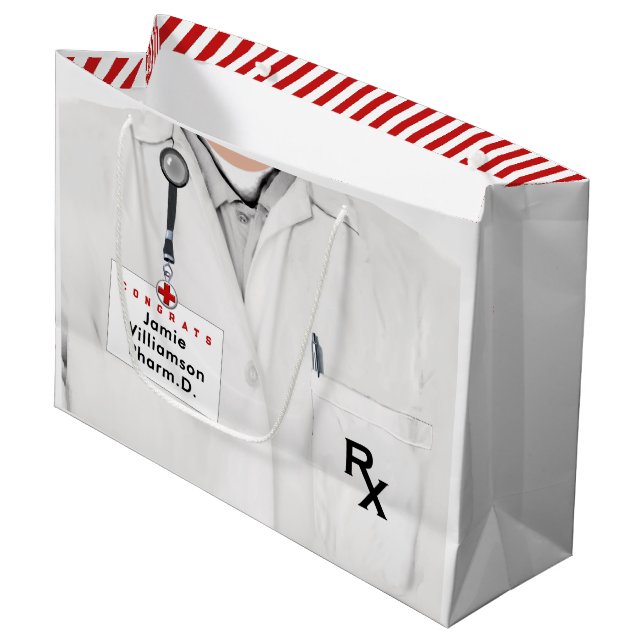 Apotheke Pharmacy School Grad Mittlere Geschenktas Große Geschenktüte (Vorderseite Schrägansicht)