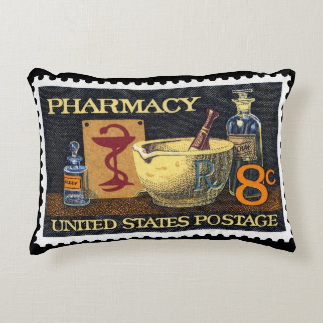 Apotheke Rx Stamp~Pharmacist ~Druggist~Apothecary Zierkissen (Vorderseite)