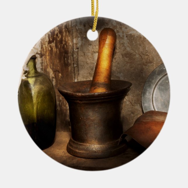 Apotheke - Stampfe - Zuhauseabhilfen Keramikornament (Vorne)