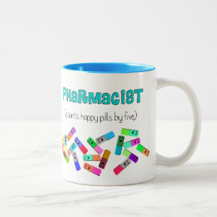 Apotheken-"glückliche Pillen-" Entwurf Zweifarbige Tasse