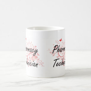 Apotheken-Techniker-künstlerischer Job-Entwurf mi Kaffeetasse