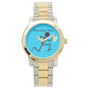 Apotheken-Technologie-Uhr Stickman laufendes Blau Armbanduhr