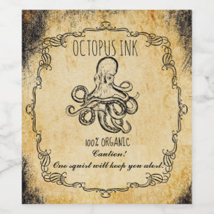 Apothekenhalloween Vintag Octopus Weinetikett