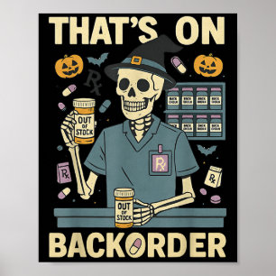 Apothekentechniker-Skelett, das auf dem Halloween- Poster