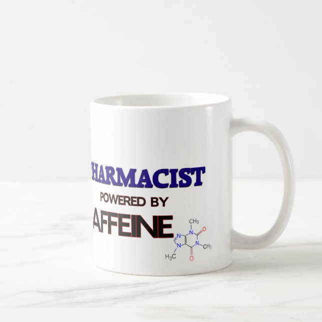 Apotheker angetrieben durch Koffein Kaffeetasse (Rechts)