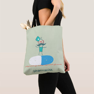 Apotheker auf Blaue Pillen-Kapsel Tasche