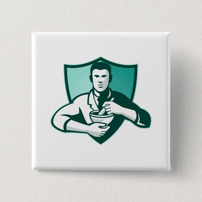 Apotheker-Chemiker-mischendes Button (Vorderseite)