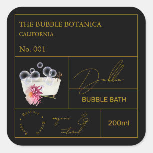 Apotheker-Dahlia-Schaumbad-Label Quadratischer Aufkleber