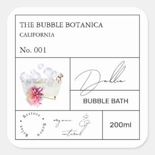 Apotheker-Dahlia-Schaumbad-Label Quadratischer Aufkleber