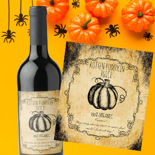 Apotheker Faule Kürbissaft Vintage Halloween Weinetikett