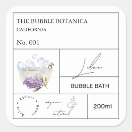 Apotheker Flieder Bubble Bath Etikett Quadratischer Aufkleber