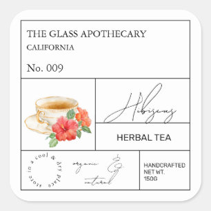 Apotheker Hibiskus-Kräutertee Etikett Quadratischer Aufkleber