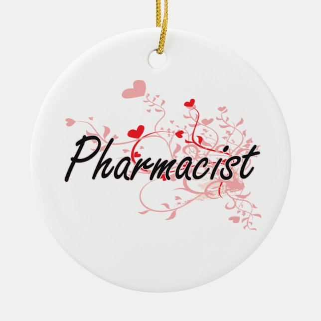 Apotheker-künstlerischer Job-Entwurf mit Herzen Keramikornament (Vorne)