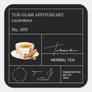 Apotheker-Kurkuma-Kräutertee-Etikett Quadratischer Aufkleber