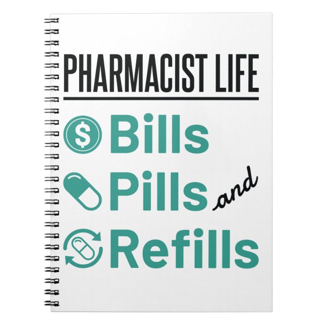 Apotheker Life Bills Pillen und Nachfüllungen Notizblock (Vorderseite)