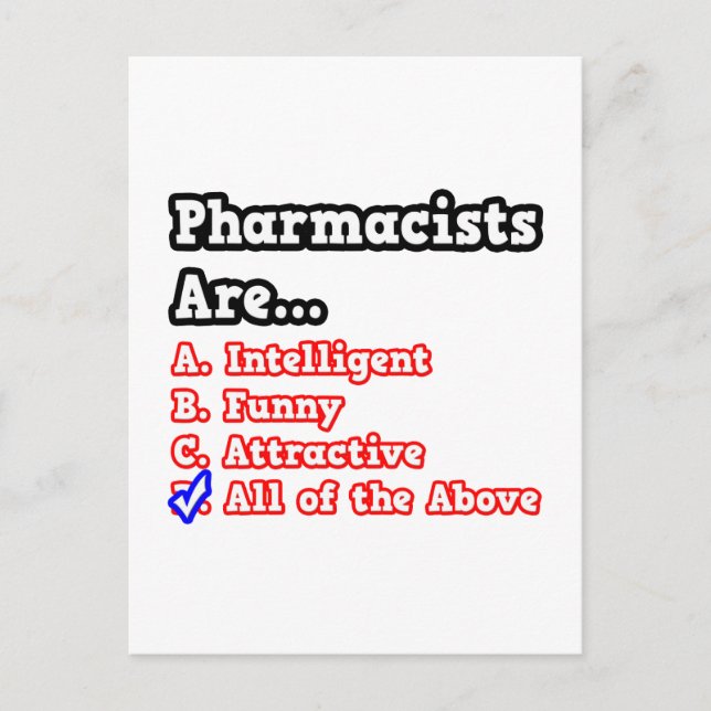 Apotheker Quiz...Joke Postkarte (Vorderseite)