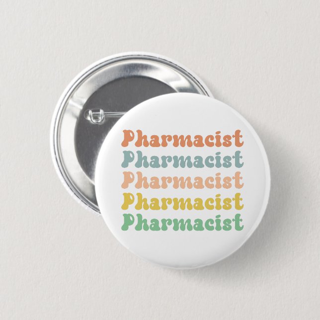 Apotheker Retro Groovy Pharmacy Button (Vorne & Hinten)