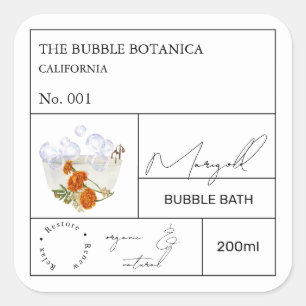 Apotheker-Ringelblumen-Schaumbad-Label Quadratischer Aufkleber