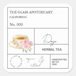 Apotheker-Rosen-Kräutertee-Etikett Quadratischer Aufkleber