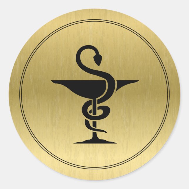 Apotheker - Schüssel mit dem Symbol-Aufkleber für  Runder Aufkleber (Vorderseite)