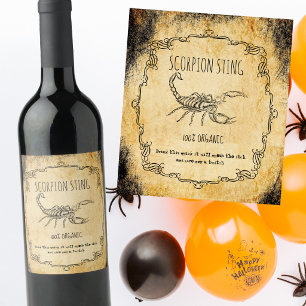 Apotheker Skorpionstich Vintage Halloween Weinetikett