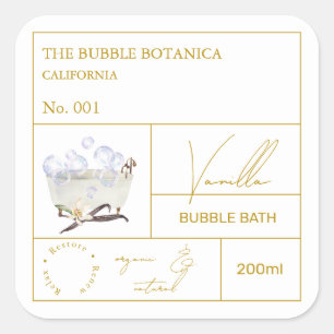 Apotheker Vanille-Schaumbad-Label Quadratischer Aufkleber