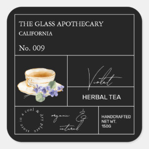 Apotheker-Veilchen-Kräutertee-Etikett Quadratischer Aufkleber