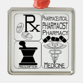 APOTHEKER-WEIHNACHTSverzierungs-APOTHEKE RX Silbernes Ornament