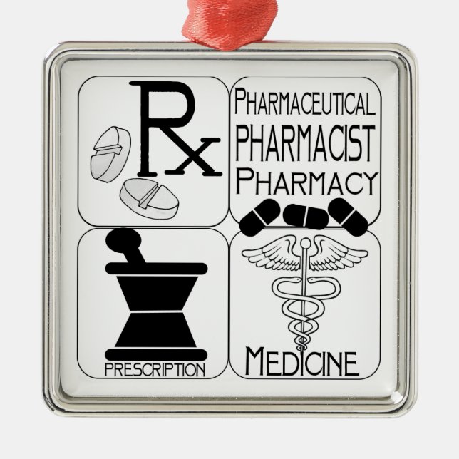 APOTHEKER-WEIHNACHTSverzierungs-APOTHEKE RX Silbernes Ornament (Vorne)